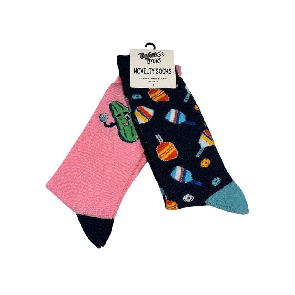 Twisted Toes Crew Socks Mens 8-13 NEW 2 Pair Pickleball
